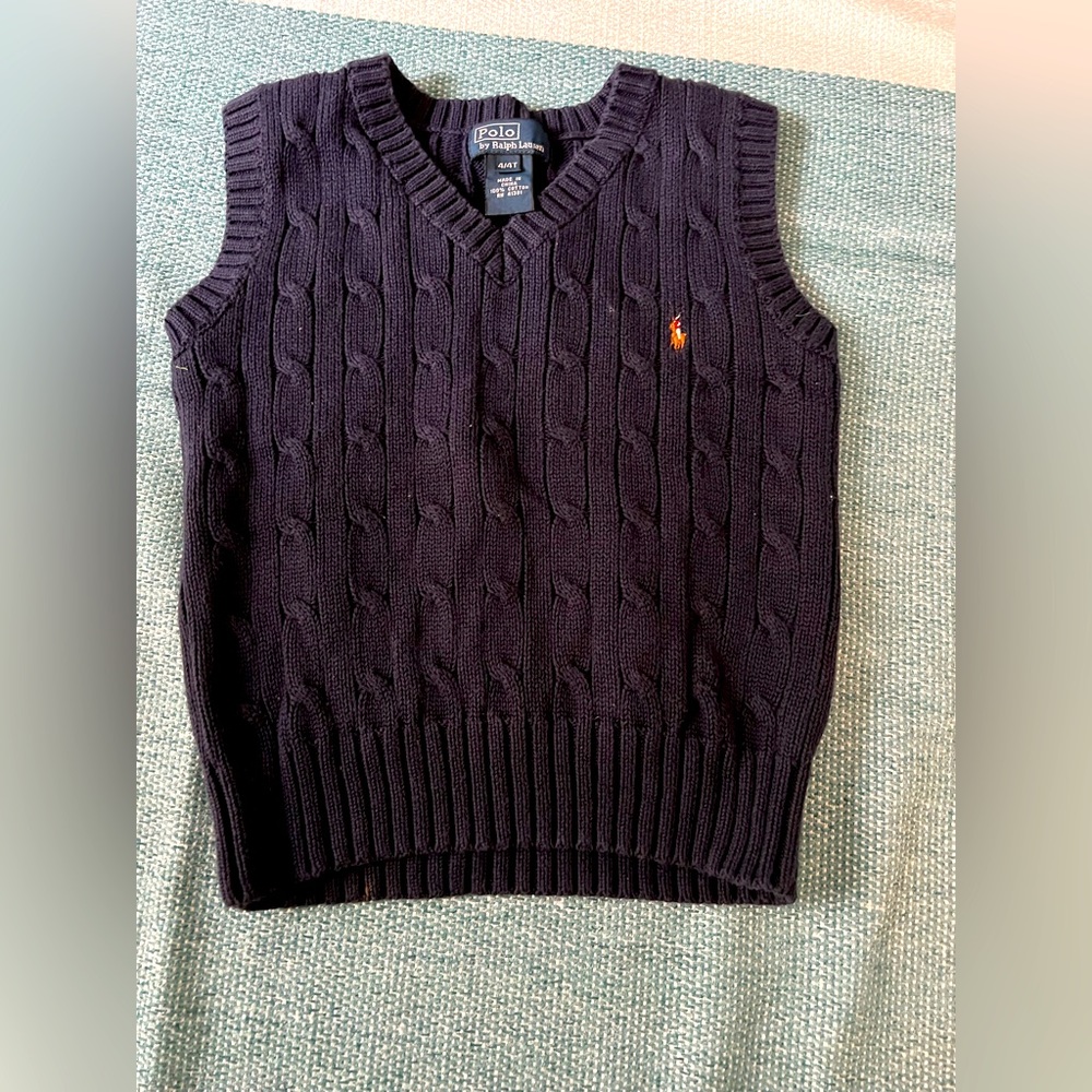 Polo Ralph Lauren Navy sweater Vest boys size 4